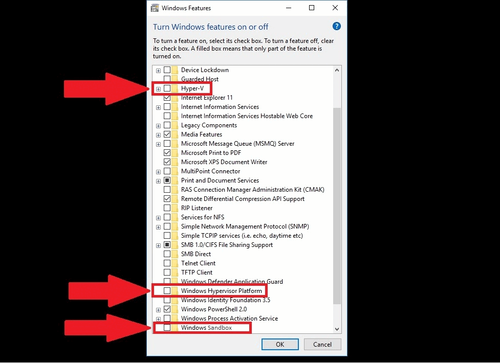 снять галочки