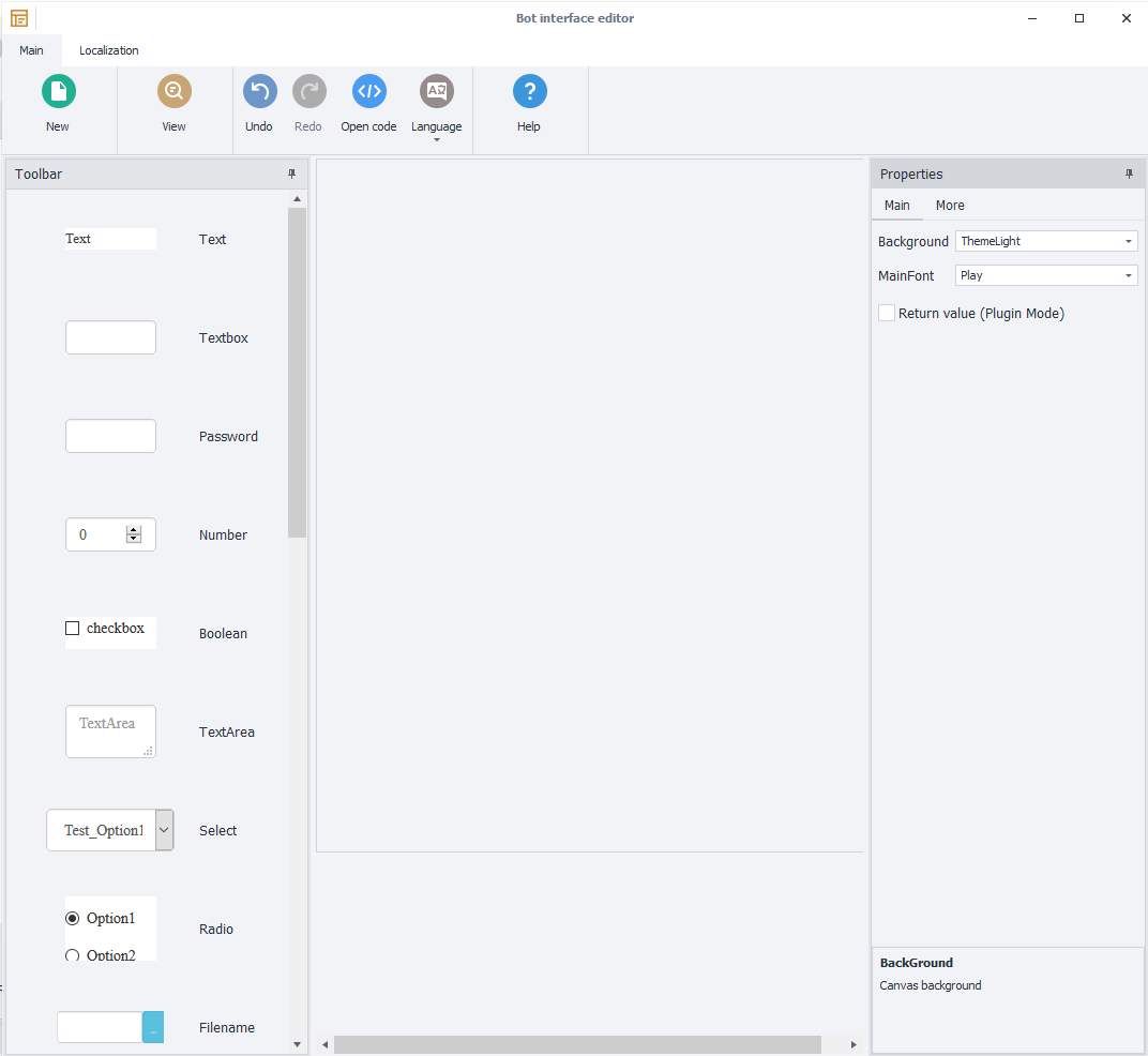Bot interface editor