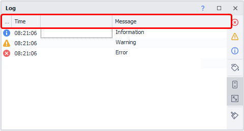 Log column headings