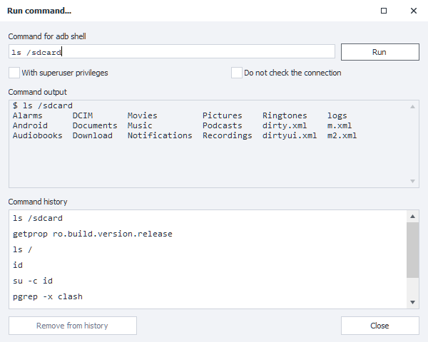 The Run command window
