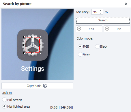 The Search by picture window