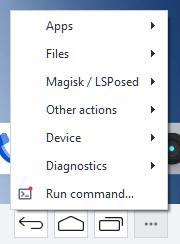 The actions menu