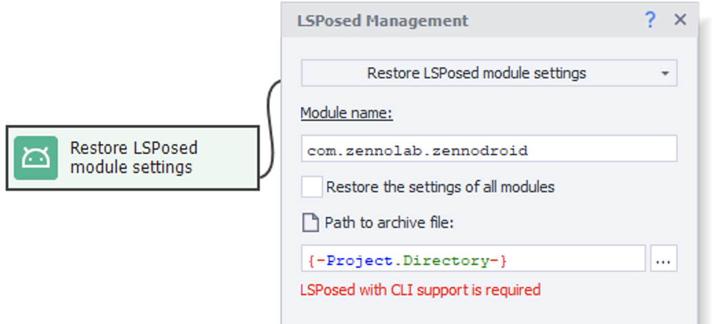 Restore module settings