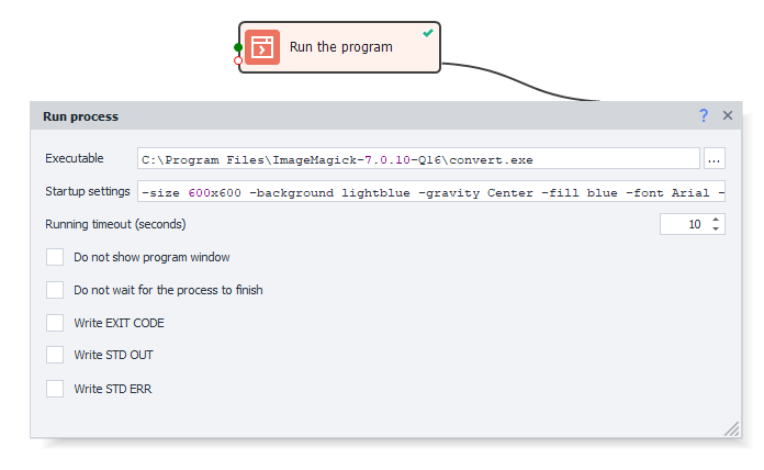 Unfortunately, not all launch parameters fit in the screenshot