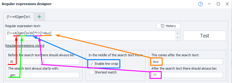 Regular expression text